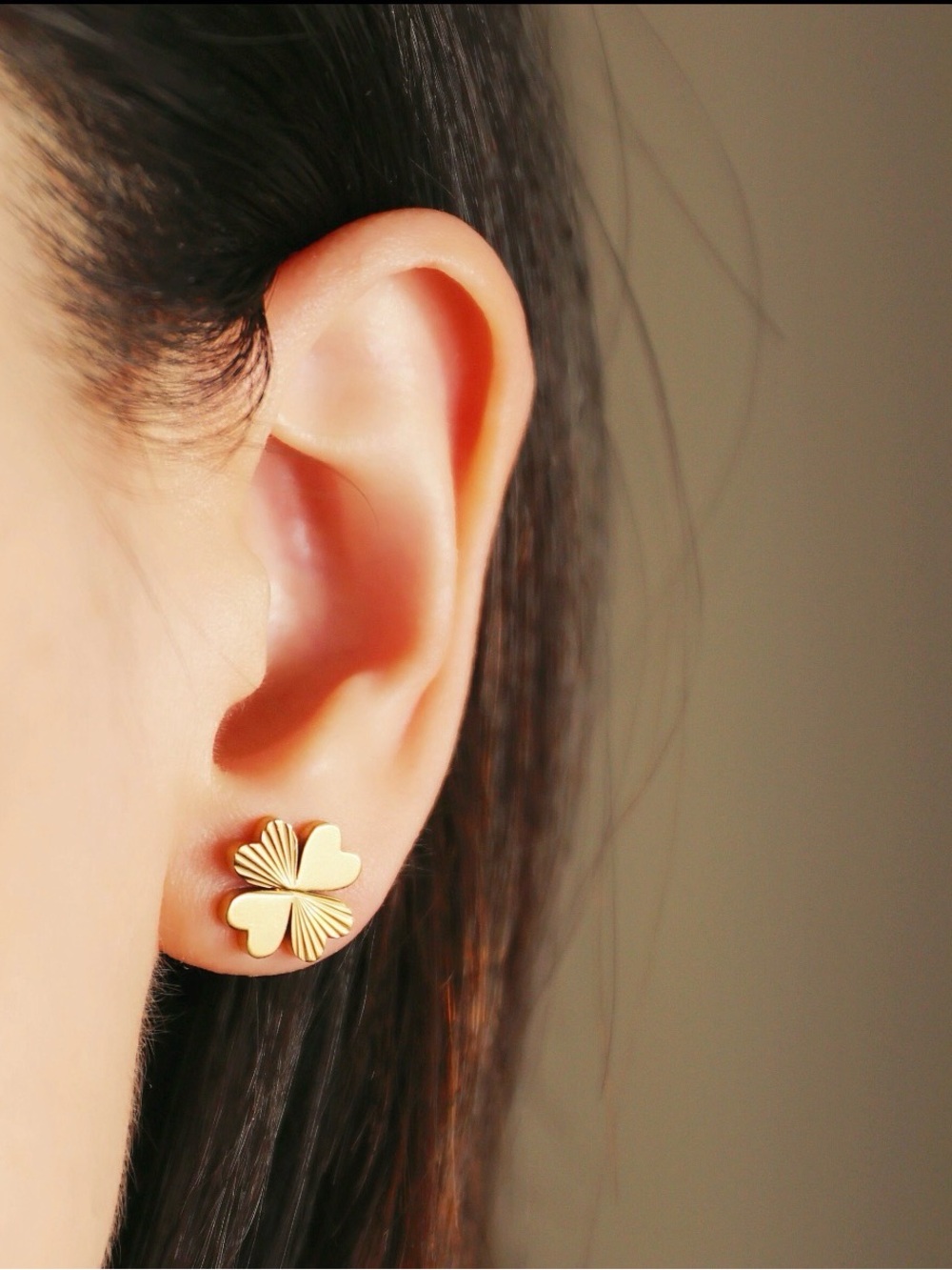 Gold Alhambra Clover Stud Earrings 18k Gold Over Stainless